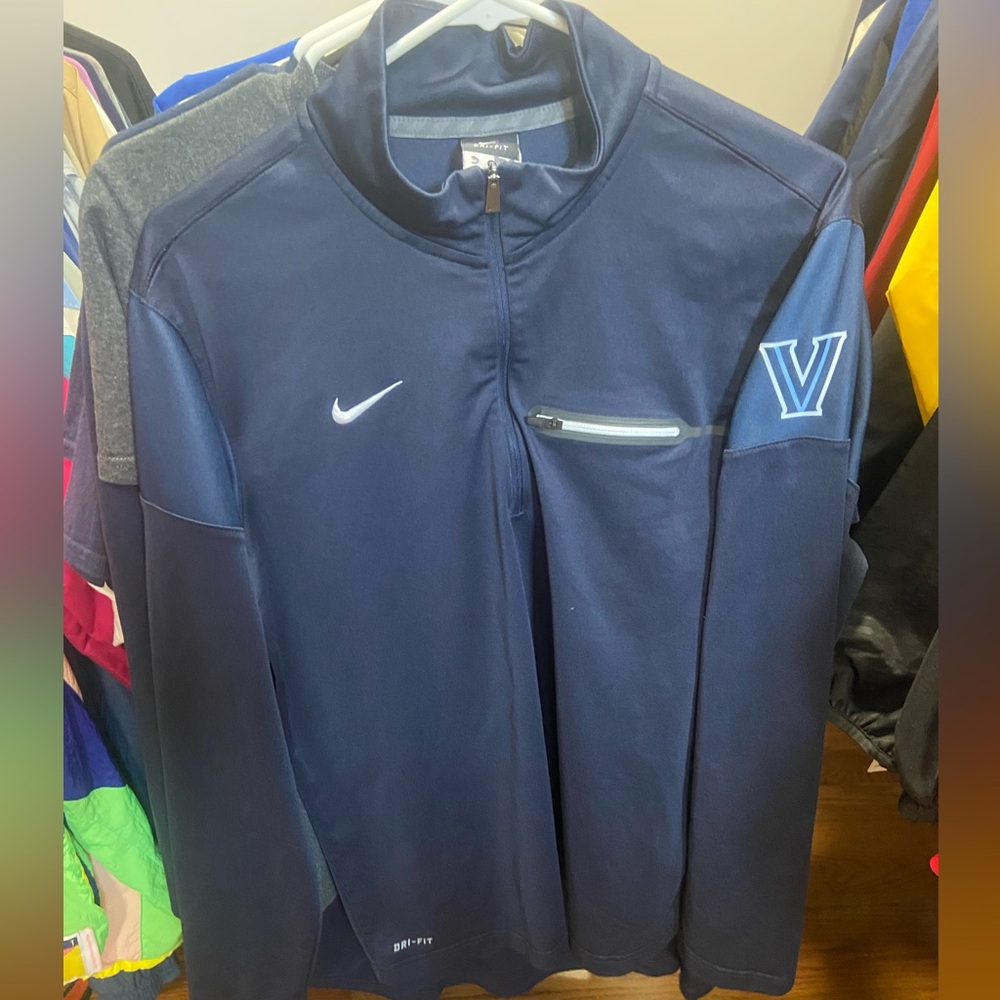 Nike Mens Medium Blue Villanova University  Wildcats Quarter Zip Pullover Jacket